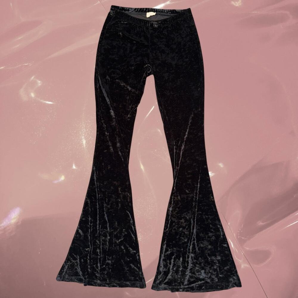 Vintage black velvet flare pants low rise bootcut size S